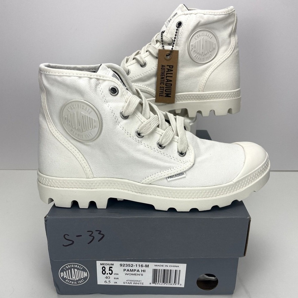 NEW PALLADIUM Womens‎ US (8.5) Pampa Hi White Vegan Canvas Chunky Hightop NIB